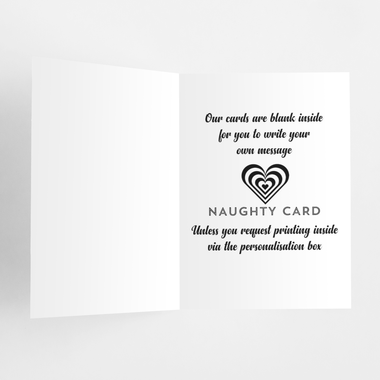 White Birthday Card plain inside on a white background