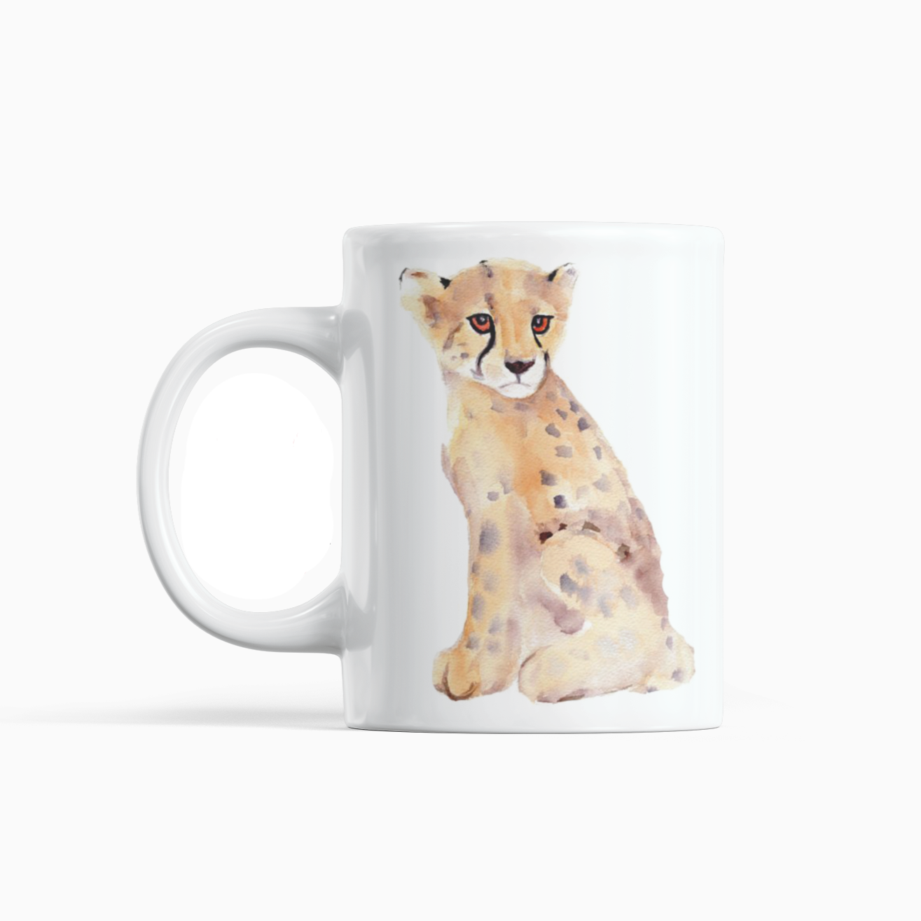 Cheetah Water Colour Mug From NaughtyCard. Watercolour animal mug.