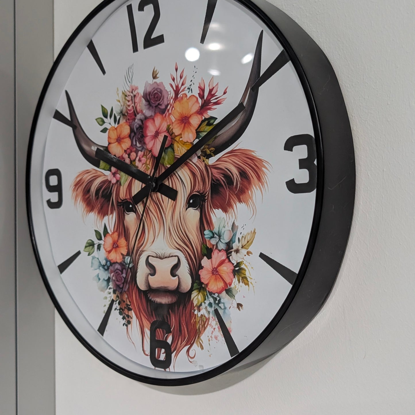 Boho Highland Cow Clock