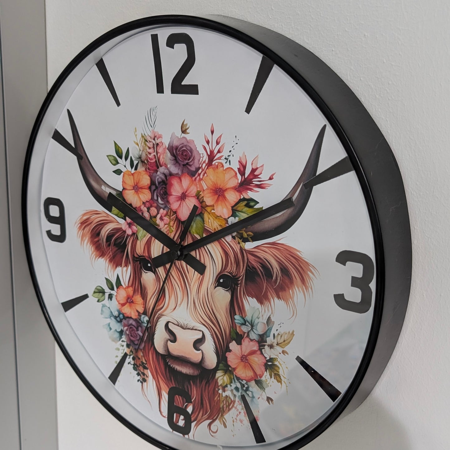 Boho Highland Cow Clock