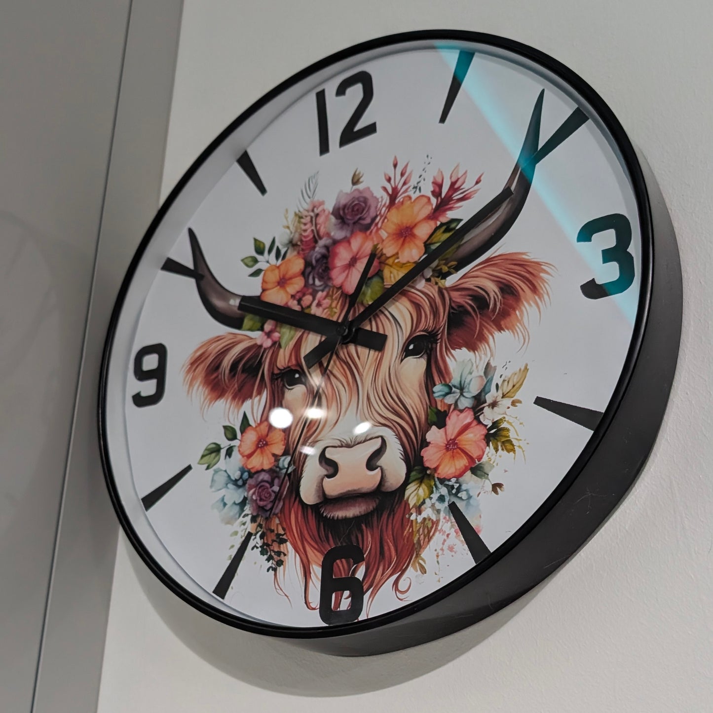 Boho Highland Cow Clock