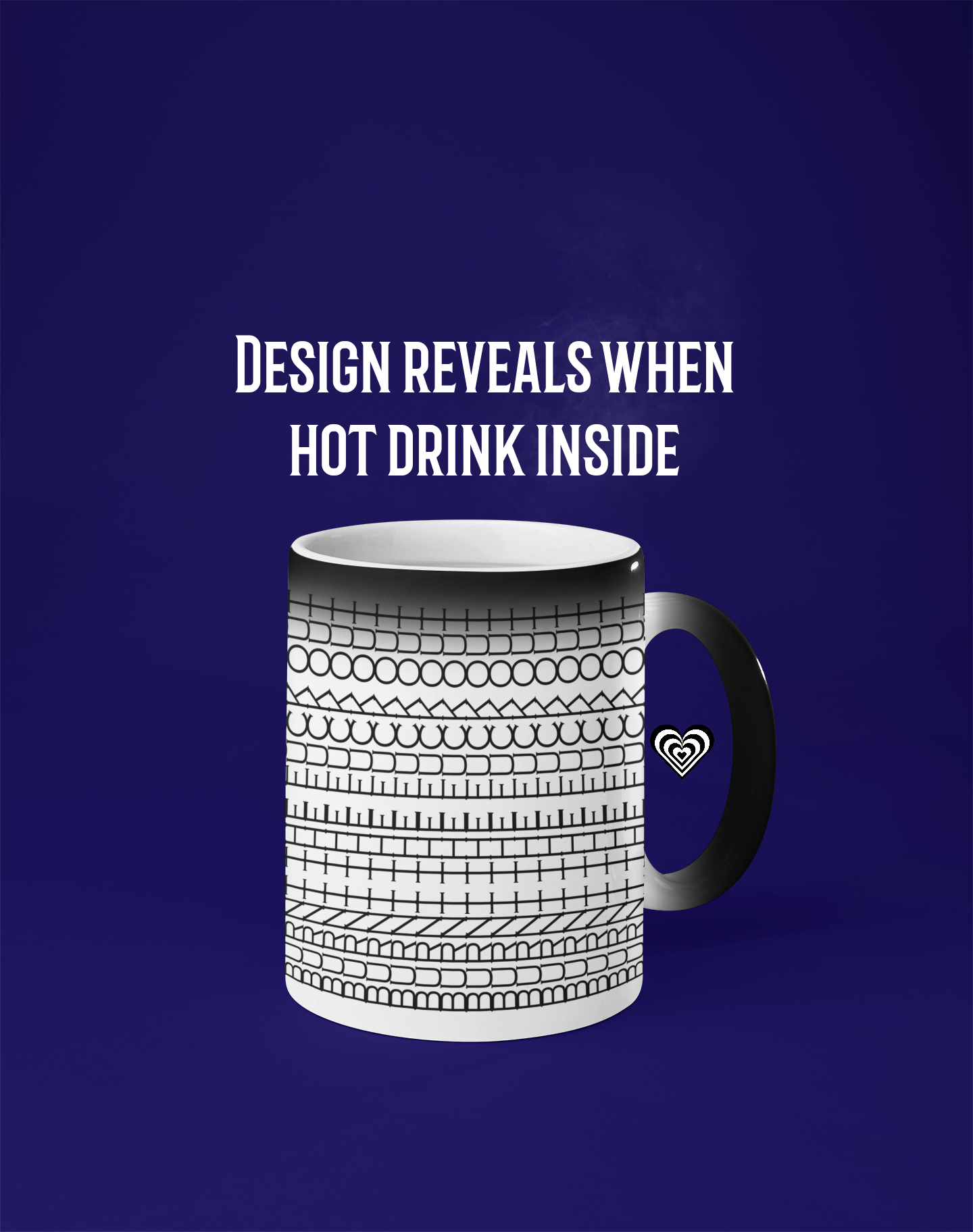 Mug with black pattern on a blue background