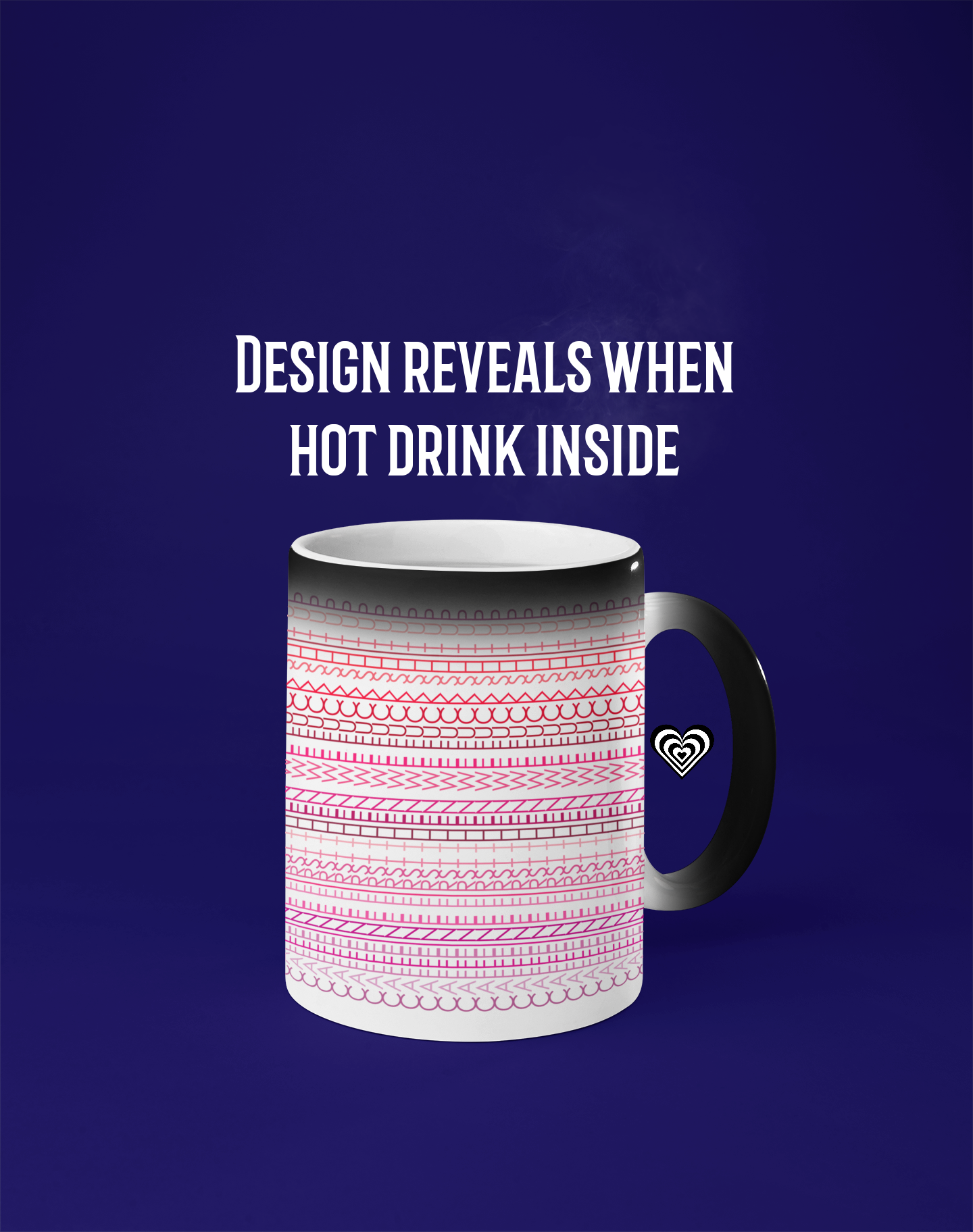 Mug with pink pattern on blue background