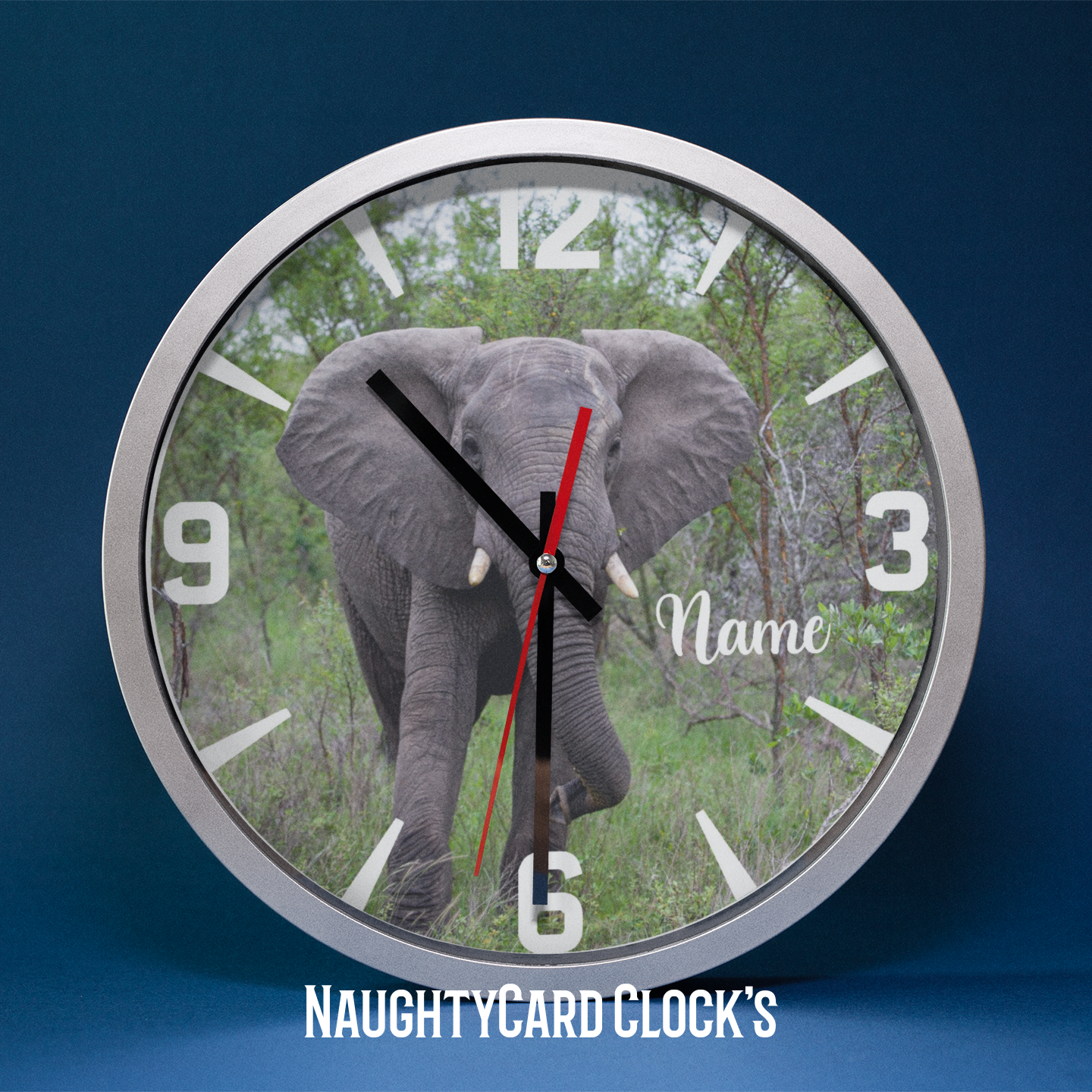 Elephant Wall Clock Personalised with an name