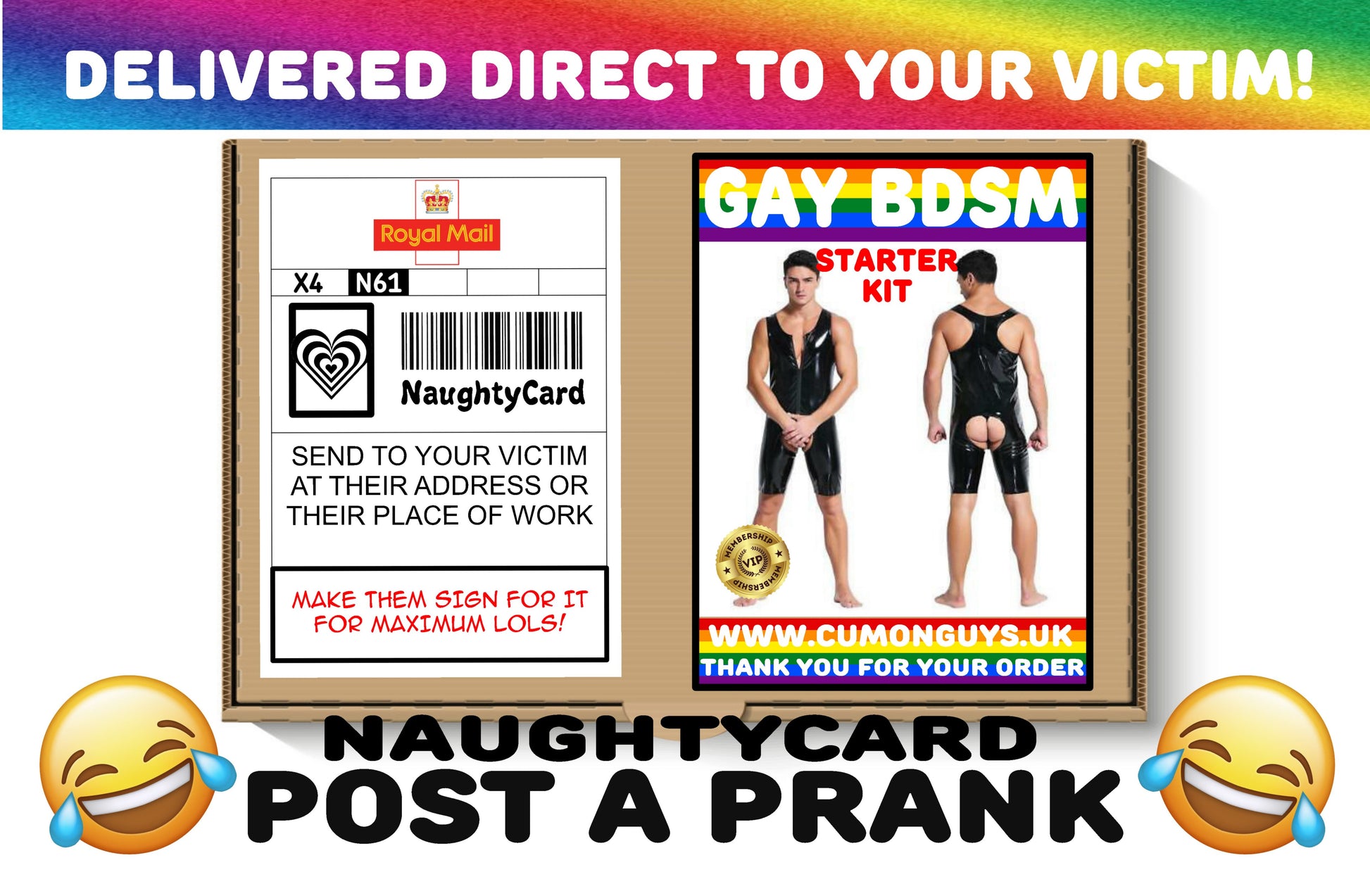 Gay BDSM Postal Prank from NaughtyCard Front View