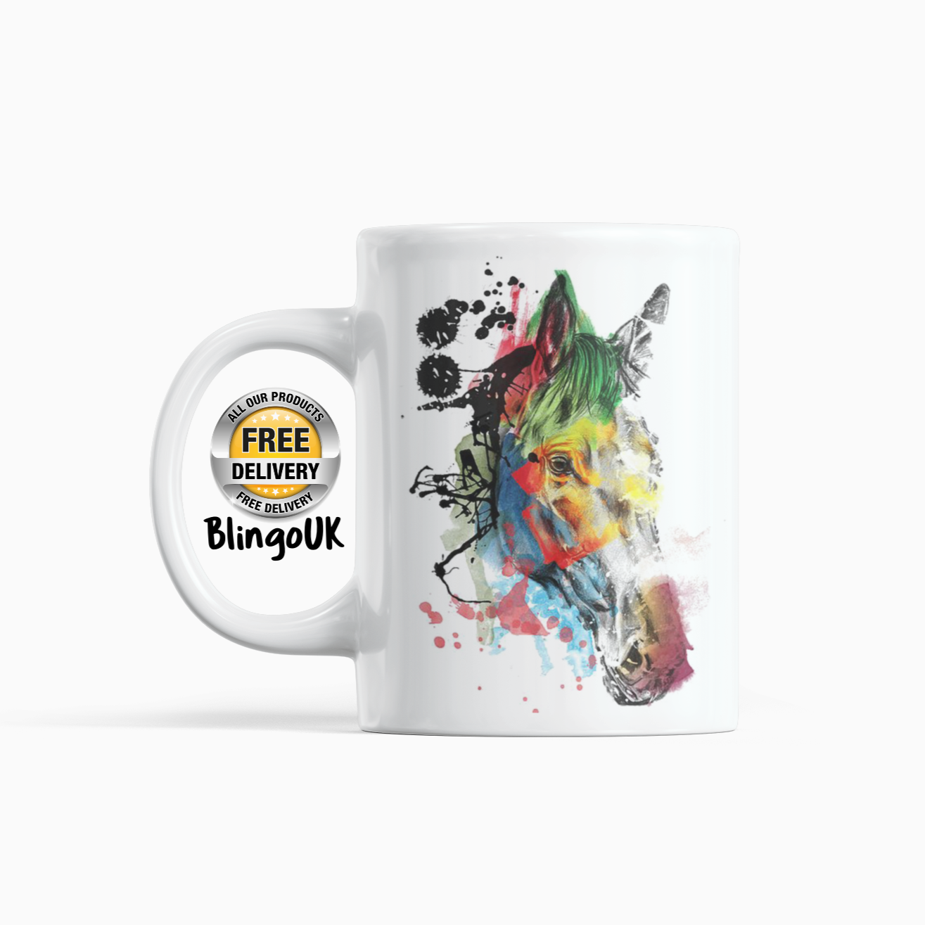 Vivid Personalised Water Colour Mug From NaughtyCard. Watercolour animal mug.