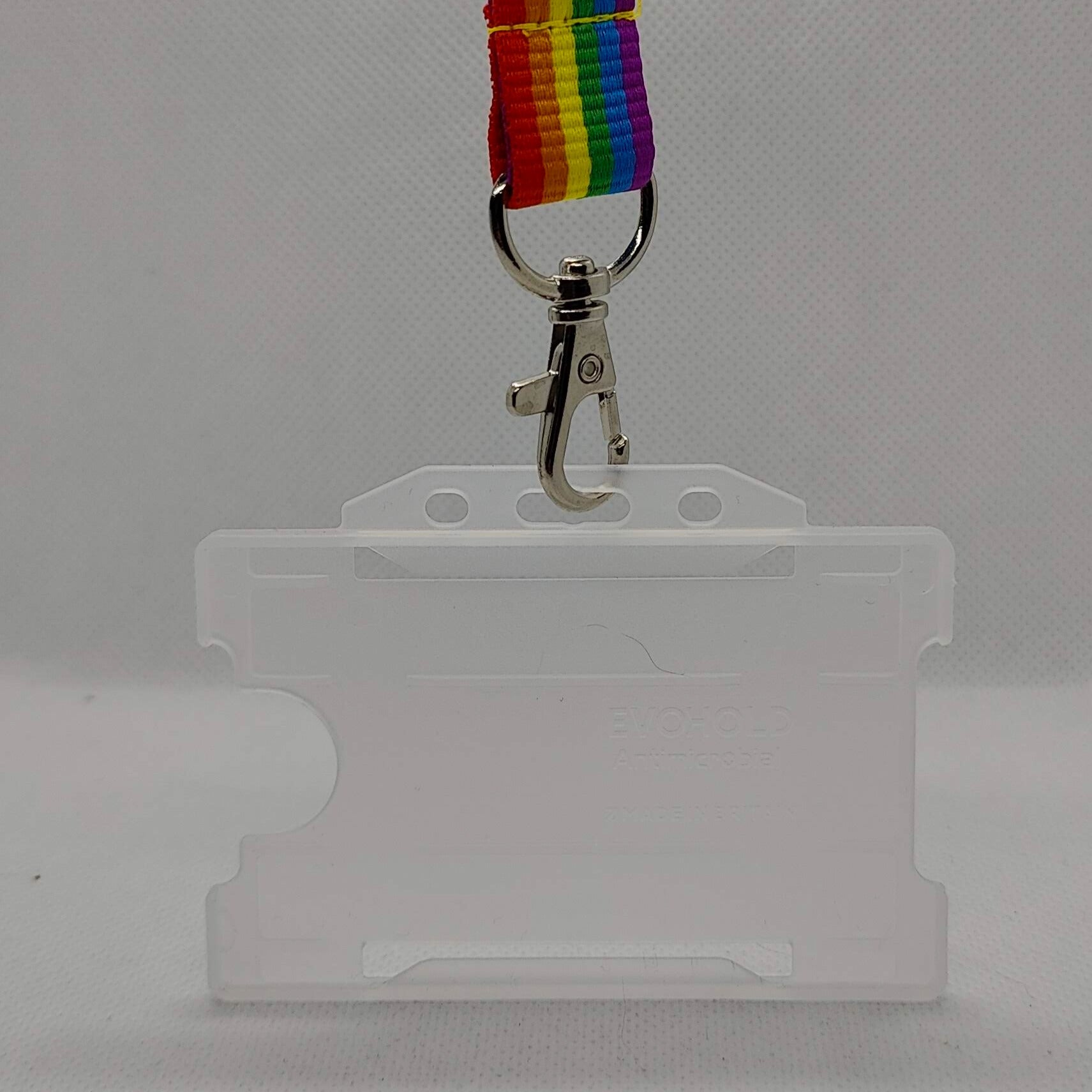 LGBT lanyard and plain card holder on a plain white background