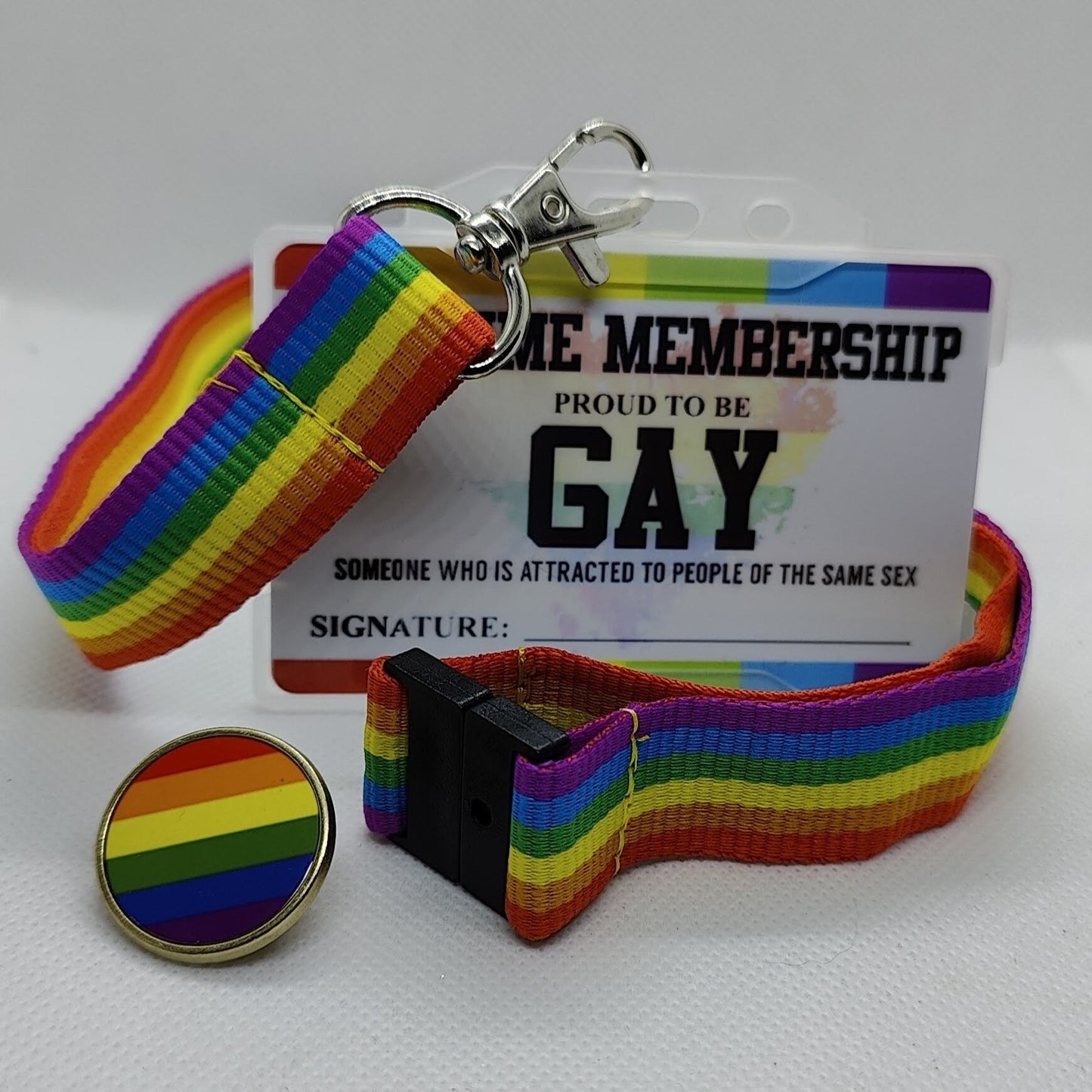 Gay Membership Card Personalised With any Name , LGBT pride card on a plain white background
