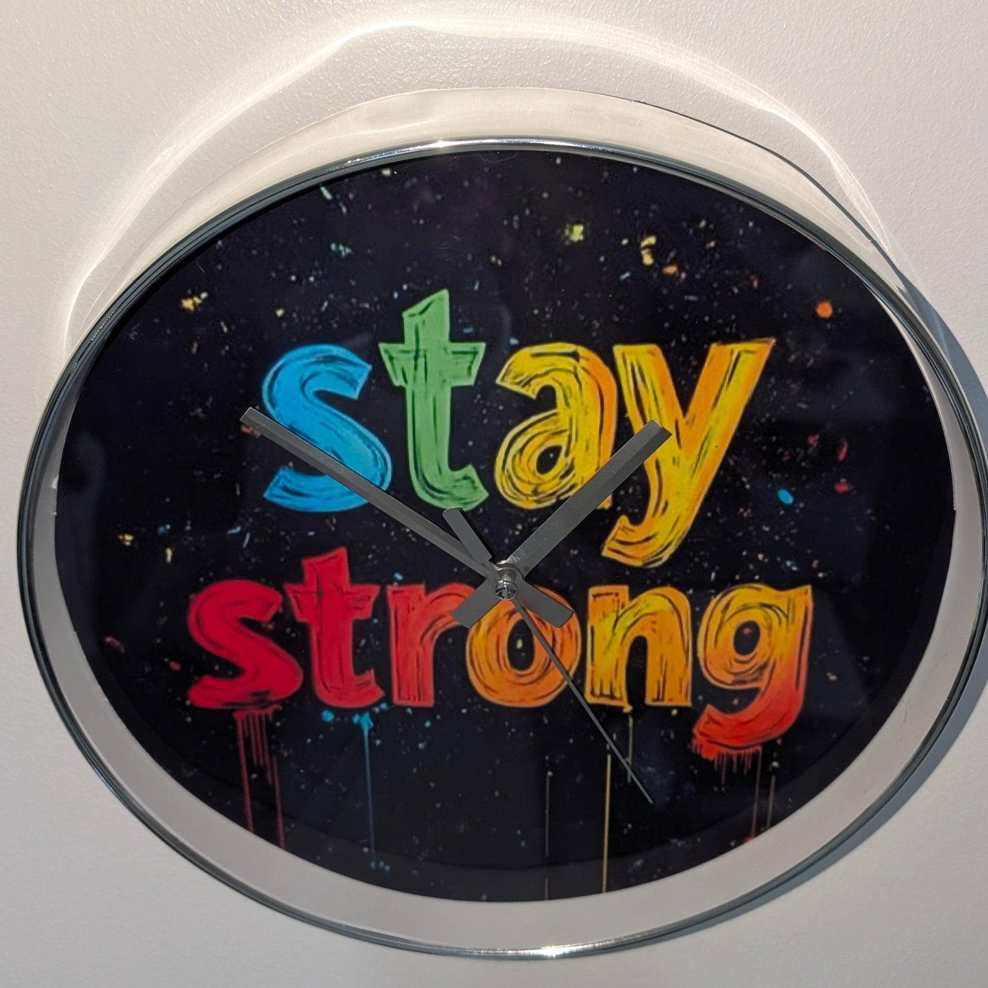 Stay Strong Standard Silver 30cm Clock NaughtyCard Clock's 1