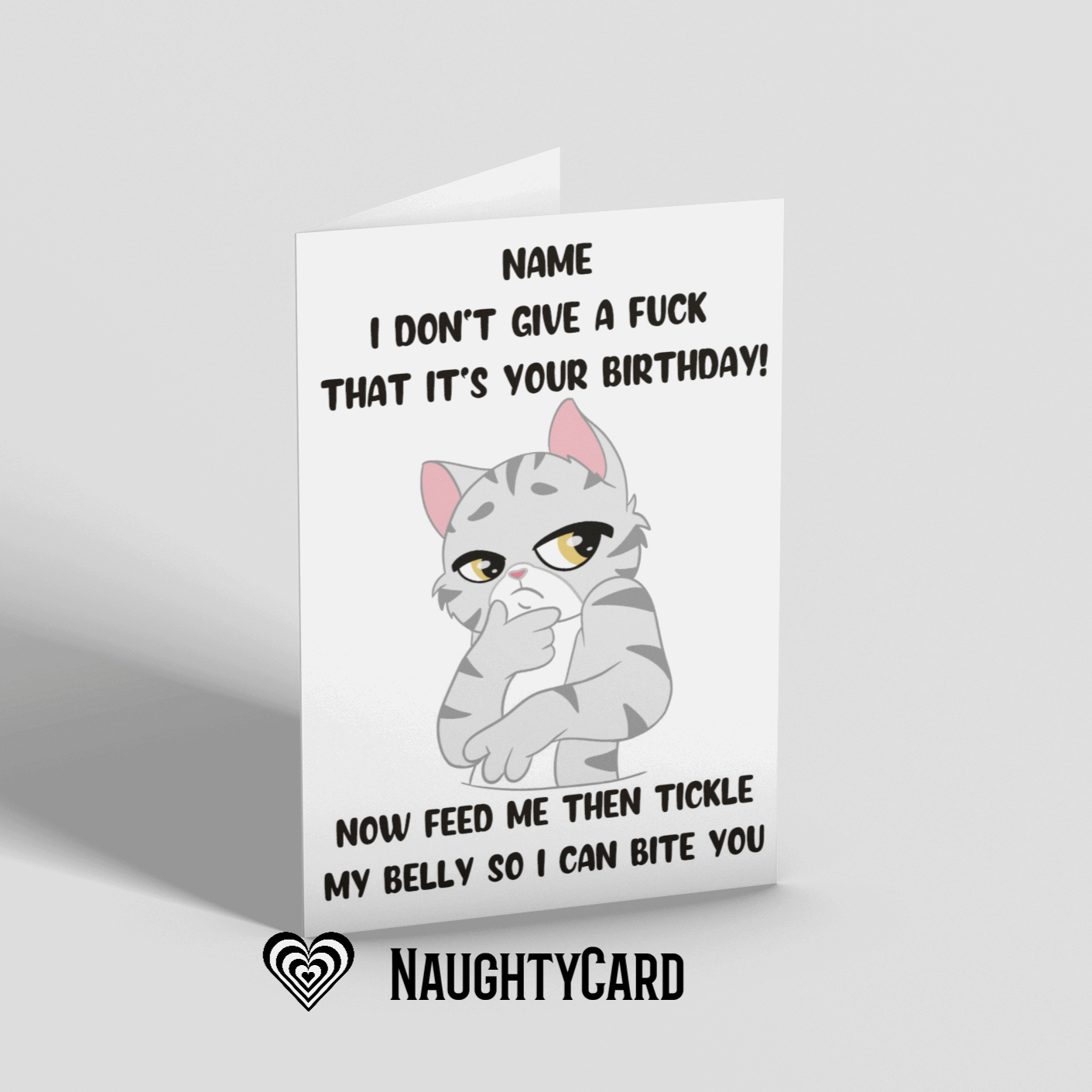Adult Birthday Card From The Cat From NaughtyCard. Personalised.