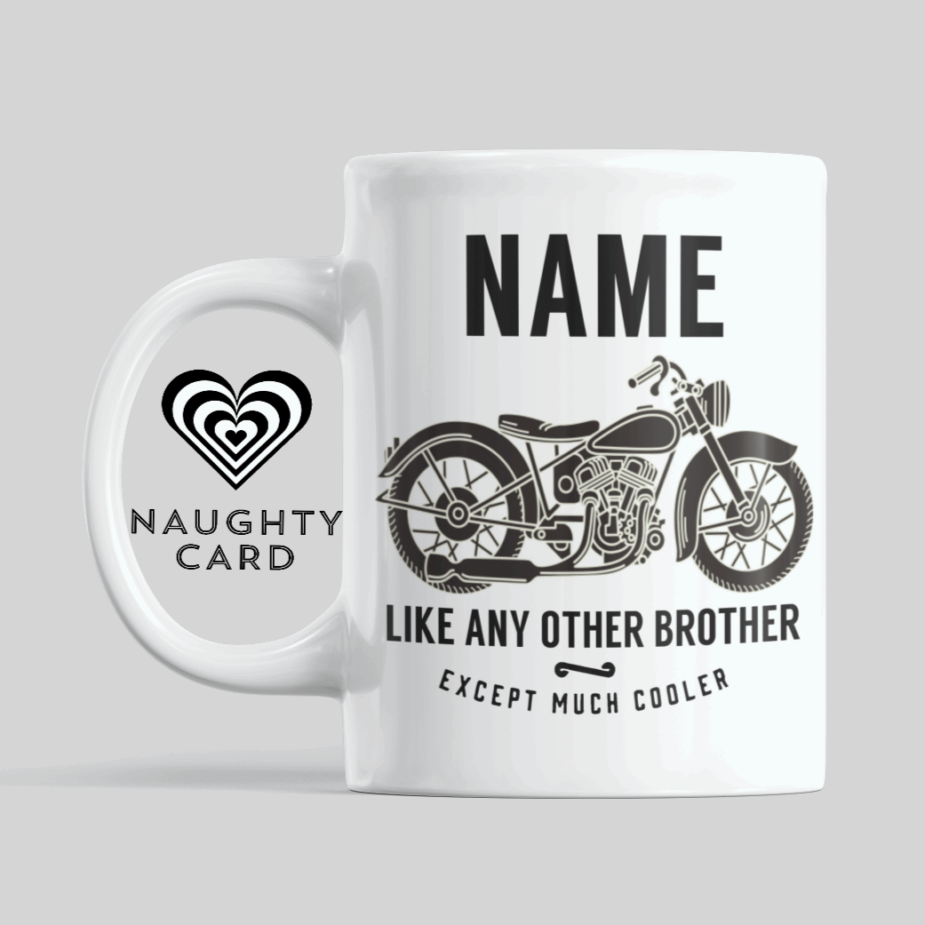 Biker Mug, Birthday Gift, Christmas Gift, Personalised Mug, Personalized Gift, Mug On Plain Background, brother Birthday