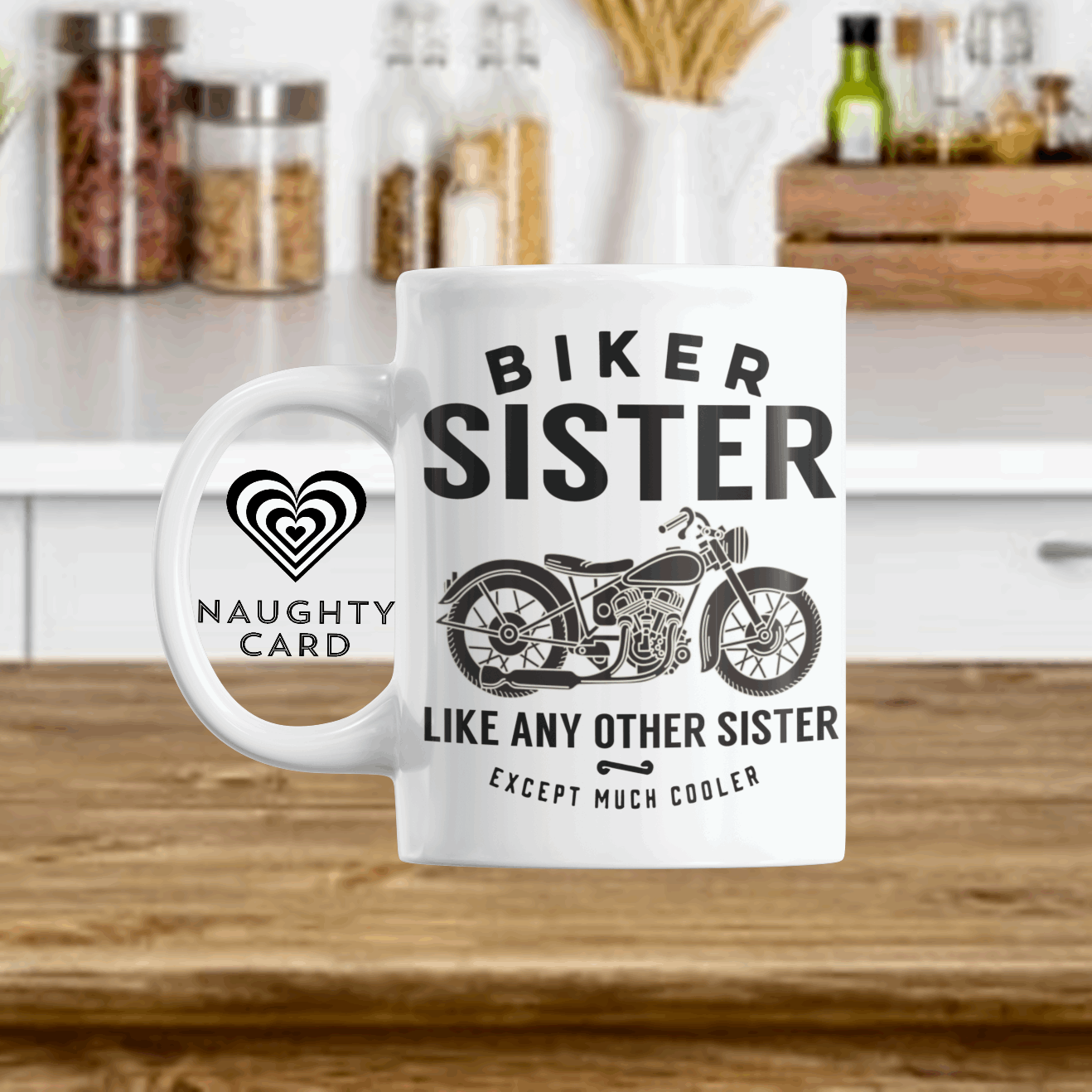 Biker Mug, Birthday Gift, Christmas Gift, Personalised Mug, Personalized Gift, Mug On Plain Background, Sister Gift