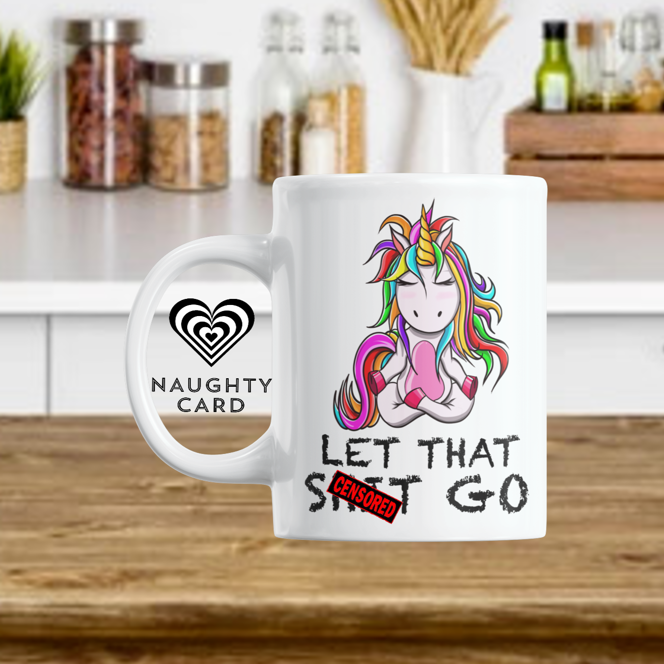 Naughty Funny Unicorn mug from NaughtyCard. Designed for adults this is the perfect office birthday gift. Leaving Gift and ideal for secret santa. Censored no swearing