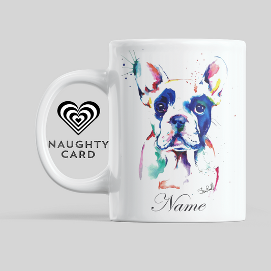 Bully Personalised Water Colour Mug From NaughtyCard. Watercolour animal mug.