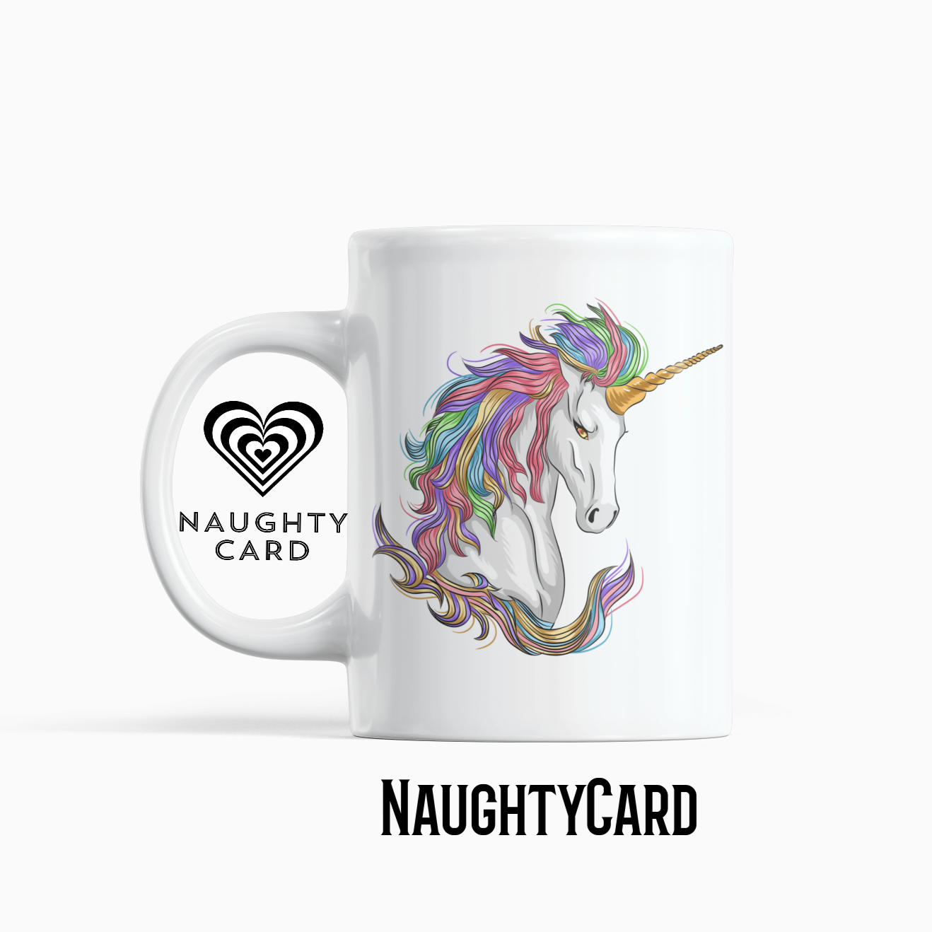 Unicorn Mug From NaughtyCard. Side View