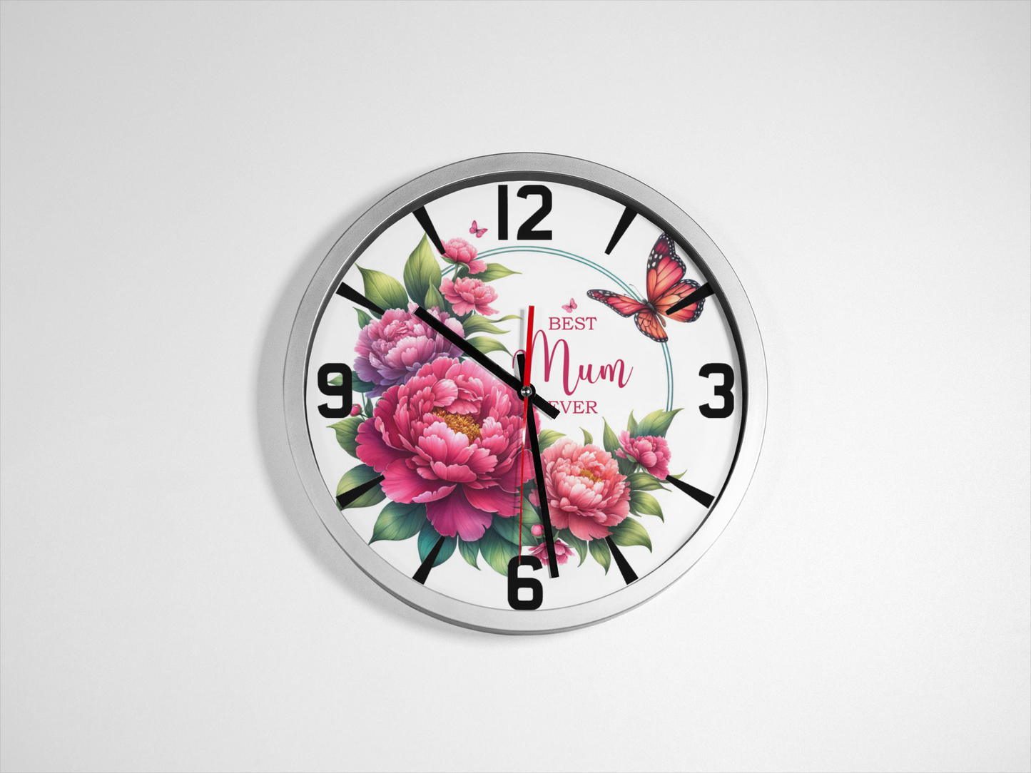 Worlds Best Mum Pink Flowers Clock