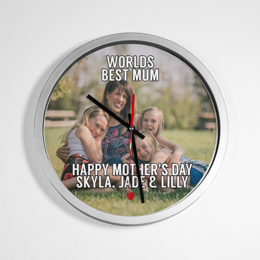 Worlds Best Mum Clock Personalised With Any Photo and Text - Mothers Day Gift