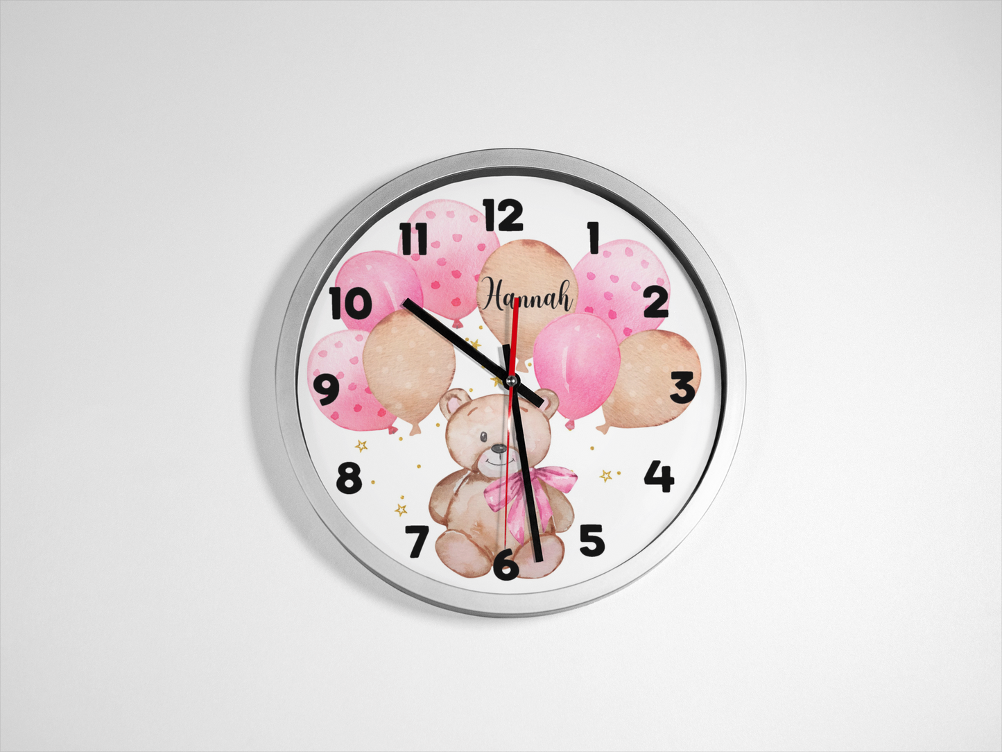 Pink Teddy Clock