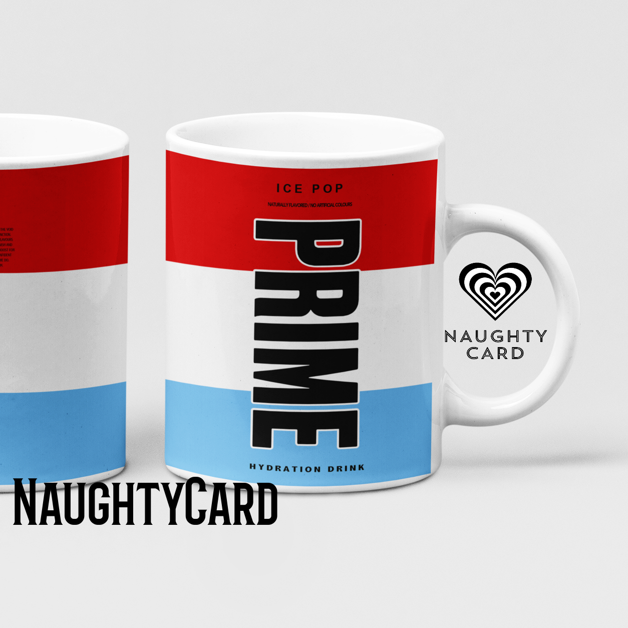 Prime Hydration Inspired Mug. Heat reveal magic mug. Birthday Gift. Christmas Gift. Mug from NaughtyCard.  Ice Pop Prime Front View