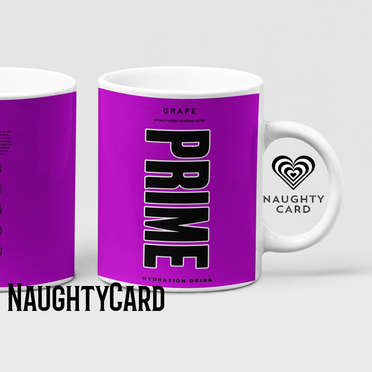 Grape Prime Hydration Inspired Mug. Heat reveal magic mug. Birthday Gift. Christmas Gift. Mug from NaughtyCard. Purple Prime Mug