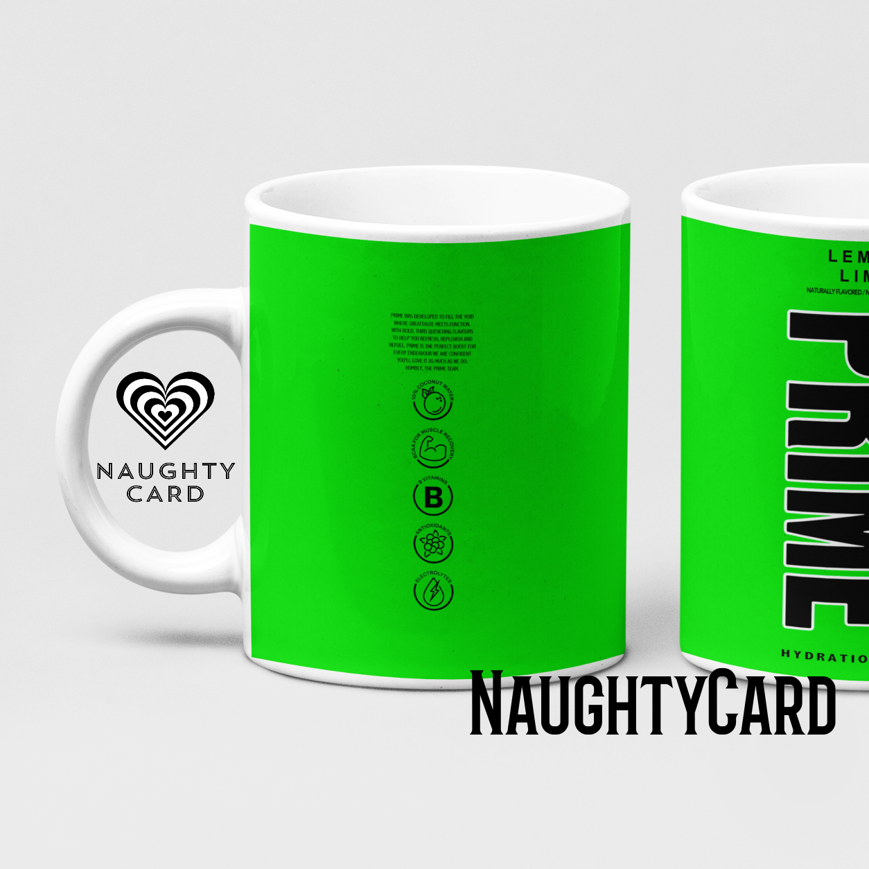 Green Prime Hydration Inspired Mug. Heat reveal magic mug. Birthday Gift. Christmas Gift. Mug from NaughtyCard.