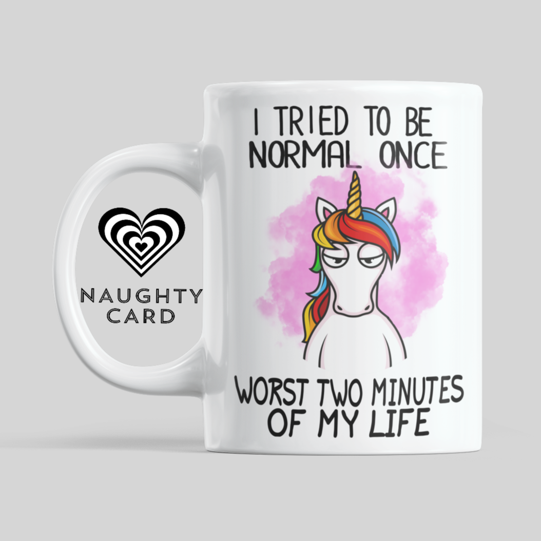 Normal Funny Unicorn mug from NaughtyCard. Designed for adults this is the perfect office birthday gift. Leaving Gift and ideal for secret santa