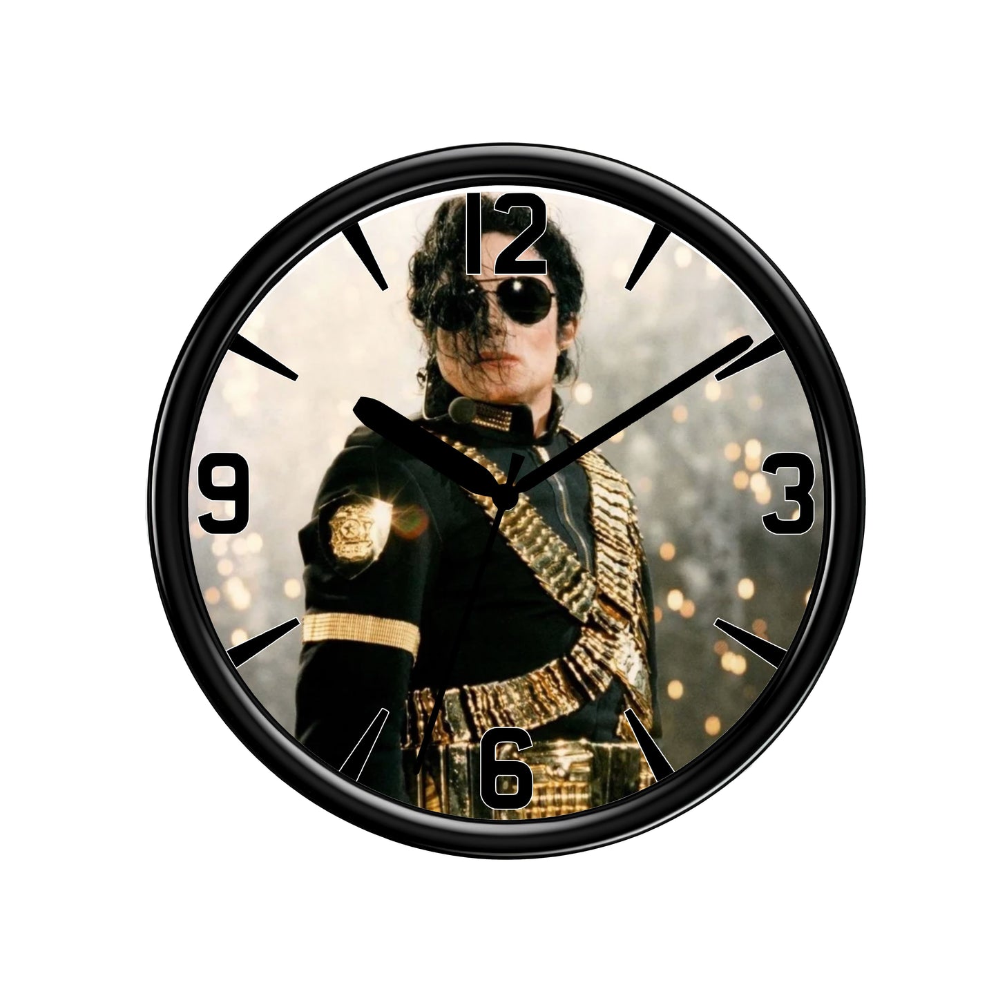 MJ singer wall clock on a white background from Naughty Card