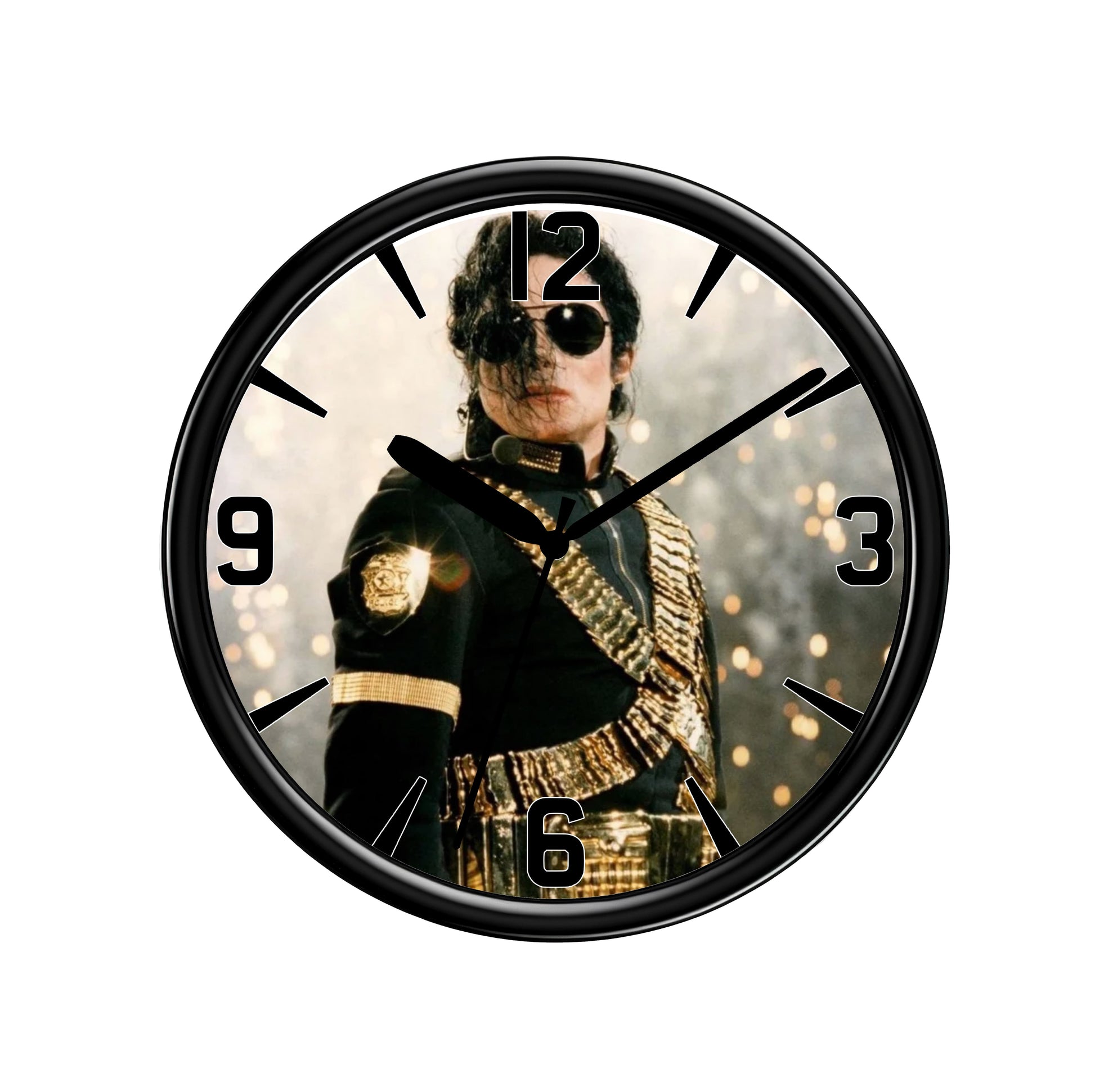MJ singer wall clock on a white background from Naughty Card