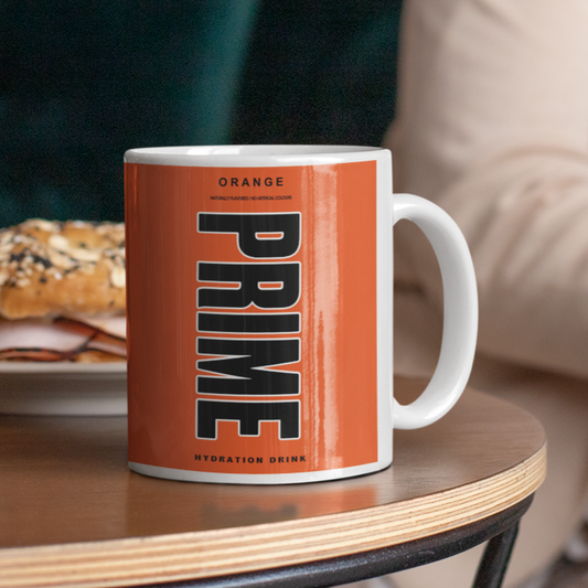Orange Prime Hydration Inspired Mug. Heat reveal magic mug. Birthday Gift. Christmas Gift. Mug from NaughtyCard. Orange Prime Mug