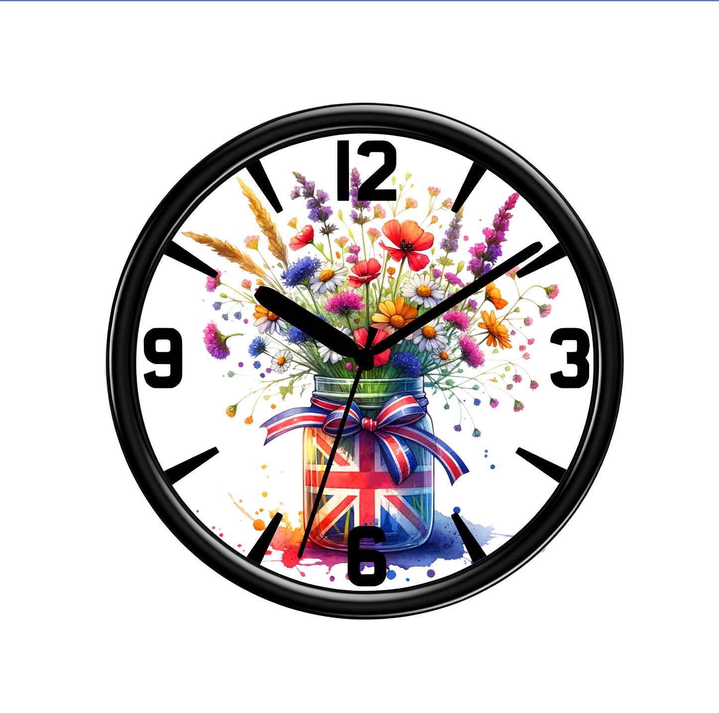 Union Jack Floral Clock