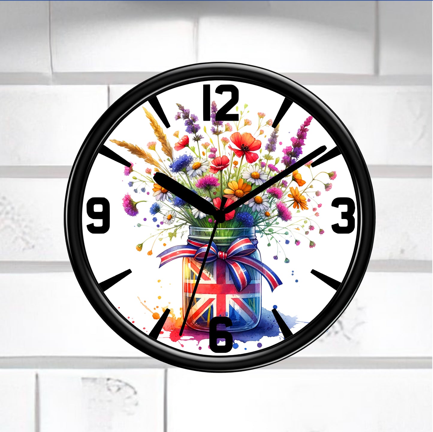 Union Jack Floral Clock