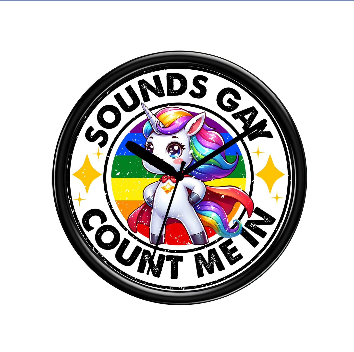 Gay Pride Wall Clock, Gay Pride Gift, Wall clock on a solid white background