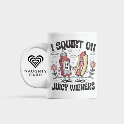 Product packaging with a cartoon hot dog and ketchup bottle design on a white background