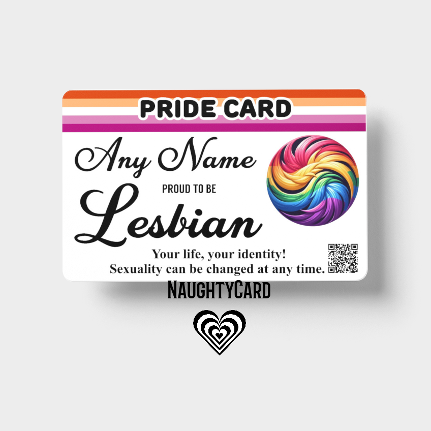 Pride card with rainbow design and text on a white background