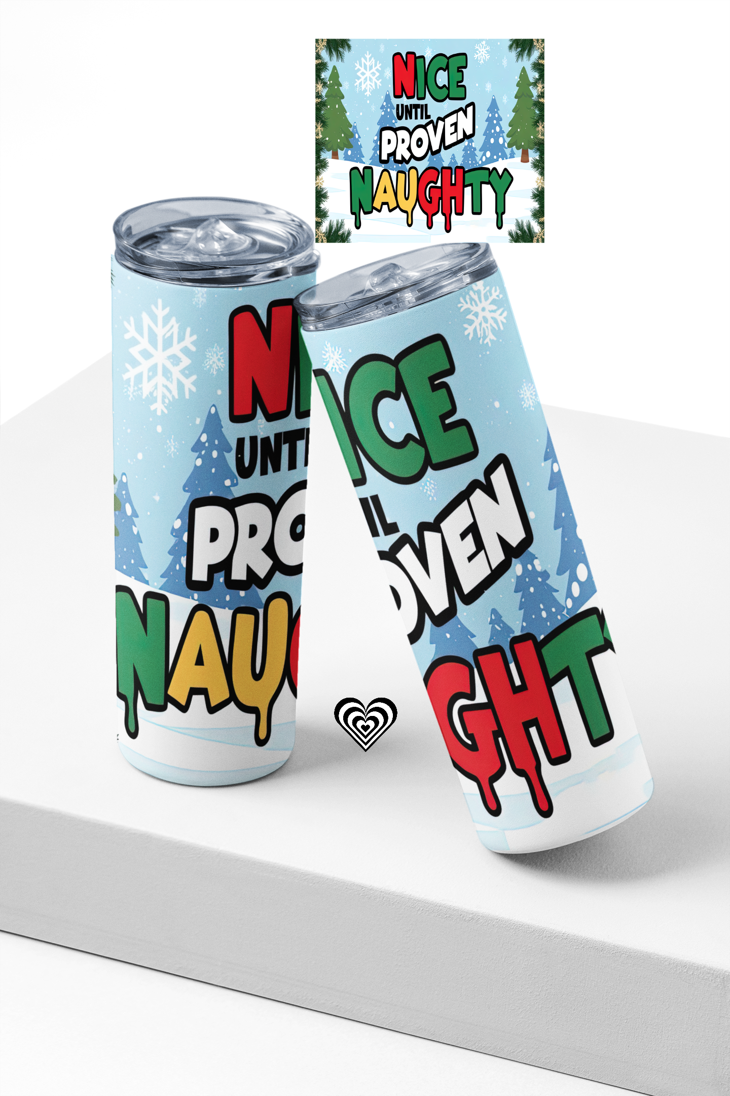 Nice not Naughty Thermal Skinny Metal Tumbler Personalised 20oz