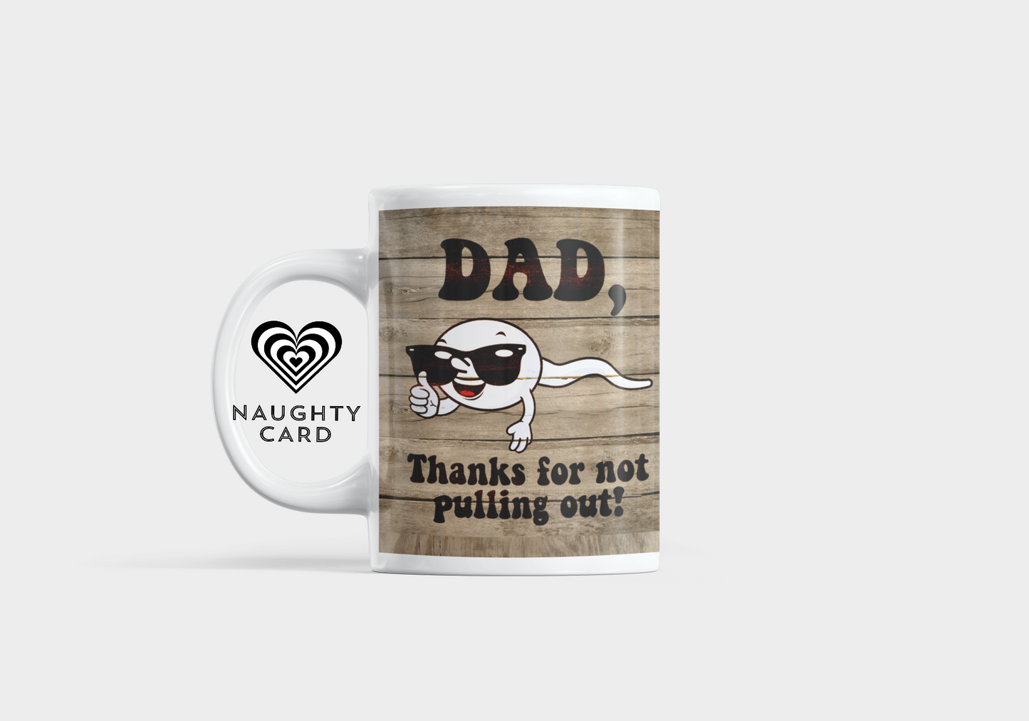 Rude Fathers Day mug, on a plain white background