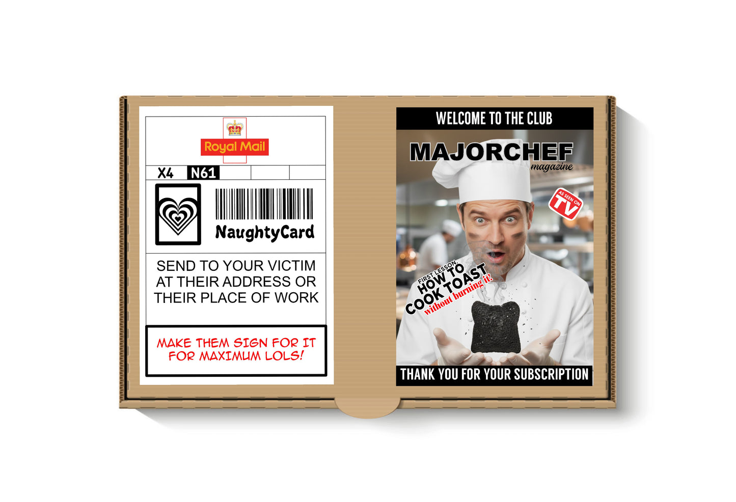 Anonymous Mail prank for burnt toast from naughtyCard. A prank subscription with basic cooking